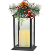 Kép 1/5 - Lámpás MagicHome Karácsonyi, ágacskával, műanyag, fekete, 1xLED sárga, 14x14x32.2 cm, 3xAAA, mozgó l