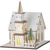Kép 1/6 - Dekoráció MagicHome Karácsony, templom, fa, 6xLED meleg fehér, 15x17x18.5 cm, 2xAAA