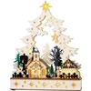 Kép 1/3 - Dekoráció MagicHome Karácsony, falu, fa, 12xLED meleg fehér, 25x7.5x32 cm, 2xAA