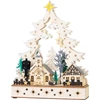 Kép 2/3 - Dekoráció MagicHome Karácsony, falu, fa, 12xLED meleg fehér, 25x7.5x32 cm, 2xAA