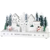 Kép 2/4 - Dekoráció MagicHome Karácsony, falu, fa, 15xLED meleg fehér, 45x15x22.7 cm, 2xAA