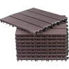 Kép 1/8 - Teraszlap készlet, WPC fa hatású, burkolat, PP, 31x31x2, műanyag, barna és szürke szín, csomag. 9 db