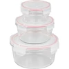 Kép 1/4 - Doboz MagicHome, 3 darabos készlet, üveg, kerek, fedéllel, 370/800/1500 ml