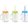 Kép 2/8 - Pohár MagicHome, üveg, szívószállal, színes fedéllel, 480 ml, Sellbox 12 db