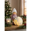Kép 2/2 - Figura MagicHome Karácsonyi, Kislány LED gömbbel, terrakotta, 13x9x15 cm