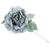 Kép 1/2 - Virág MagicHome, bazsarózsa levéllel, zöld, szár, virágméret: 12 cm, virághossz: 23 cm, 6 db-os csom