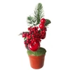 Kép 1/2 - Dekoráció MagicHome Karácsony, Ágacskák cserépben, almával, 25cm, 2db