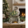 Kép 2/2 - Dekoráció MagicHome Karácsony, cinege fatörzsön, 9 LED, 3xAAA, kerámia, 22x21,50x40 cm