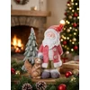 Kép 2/3 - Dekoráció MagicHome Karácsony, Mikulás mókussal és fenyőfával, 1 LED, 2xAAA, kerámia, 35,50x20x46 cm