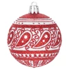 Kép 2/3 - Gömbök MagicHome Karácsony, 8 db, 6 cm, piros fehér ornamentikával, csillámokkal, karácsonyfára
