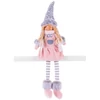Kép 1/2 - Figura MagicHome Karácsonyi, Kislány magas kalappal, szövet, rózsaszín-szürke, 17x12x54 cm