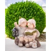 Kép 2/2 - Dekoráció MagicHome, Kisfiú és kislány könyvvel és lámpással, kerámia, 32,5x20,5x35 cm