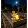 Kép 2/5 - Dekoráció MagicHome, Angyal könyvvel és gyertyával, 1xLED, polirezin, sírhoz, 17,5x12x17,5 cm