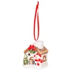 Kép 1/4 - Dekoráció MagicHome Karácsony, házikó hóemberrel, LED, terrakotta, függő, 5,8x5x7 cm