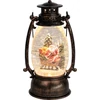 Kép 1/5 - Lámpás MagicHome Karácsonyi Retro, LED meleg fehér, Mikulással, csillámmal, fekete, 3xAA, műanyag, 1
