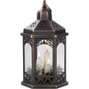 Kép 1/3 - Lámpás MagicHome Karácsonyi Morocco, LED meleg fehér, gyertyák, fekete, 3xAAA, műanyag, időzítő, 18x