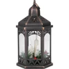 Kép 3/3 - Lámpás MagicHome Karácsonyi Morocco, LED meleg fehér, gyertyák, fekete, 3xAAA, műanyag, időzítő, 18x