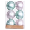 Kép 1/3 - Gömbök MagicHome Karácsony, 6 db, zöld-rózsaszín, matt, dekorációval, karácsonyfára, 8 cm