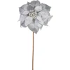 Kép 1/2 - Virág MagicHome, Karácsonyi Mikulásvirág, ezüst, szár, 38 cm, virágméret: 24 cm