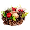Kép 3/4 - Gyertyatartó MagicHome Karácsonyi, fenyőággal és masnival, természetes, 15 cm