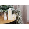 Kép 2/2 - Dekoráció MagicHome, Házikó templommal, LED, fehér, porcelán, 11,2x5,5x17,4 cm