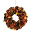 Kép 1/2 - Koszorú MagicHome Nature, őszi, narancssárga, tobozokkal, 30 cm
