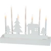 Kép 1/3 - Gyertyatartó MagicHome Karácsonyi, 8 LED meleg fehér, 2xAA, MDF, beltéri, 24x5,5x18 cm