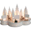 Kép 1/2 - Dekoráció MagicHome Karácsony, falu szarvasokkal, 10 LED meleg fehér, 2xAA, MDF, 30x14x19,5 cm