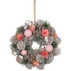 Kép 1/3 - Koszorú MagicHome, karácsonyi, függő, rózsaszín-narancssárga, 25 cm