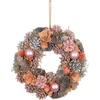 Kép 1/3 - Koszorú MagicHome, karácsonyi, függő, rózsaszín-narancssárga, 30 cm