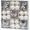Kép 1/4 - Gömbök MagicHome Karácsony, készlet, 21 db, fehér-ezüst, vegyes, karácsonyfára