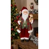 Kép 2/3 - Dekoráció MagicHome Karácsony, Mikulás, ajándékkal és medvével, piros, 46 cm