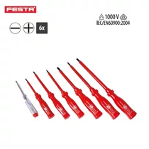 Lev Festa csavarhúzó készlet 6 részes, FL, PH, szigetelt, 1000V, fázisceruzával (C/8)