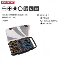 Lev Festa csavarhúzó készlet bitfejjel 27 részes, FL, PH, T, H, mágneses S2