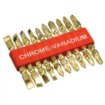 Lev bit és adapter készlet 10 részes, FL, PH, PZ, CrV, TIN réteg (C/9)