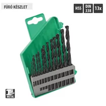 Lev fúrószár, fémcsigafúró készlet DIN 338 HSS 1,50- 6,50mm, 13 részes, hengerelt, fém