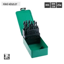 Lev fúrószár, fémcsigafúró készlet DIN 338 HSS 1,00- 13,00mm, 25 részes, hengerelt, fém