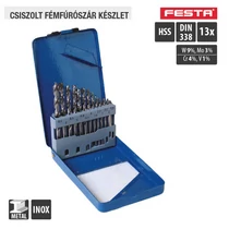 Lev Festa fúrószár, fémcsigafúró készlet DIN 338 HSS 1,50- 6,50mm,13 részes, csiszolt, fém-inox