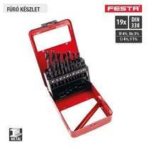 Lev fúrószár, fémcsigafúró készlet DIN 338 HSS 1,00- 10,00mm, 4341-es, 19 részes, fém