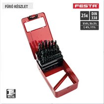 Lev fúrószár, fémcsigafúró készlet DIN 338 HSS 1,00- 13,00mm, 4341-es, 25 részes, fém
