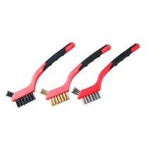 Lev kézi drótkefe 3 részes műanyag nyél nylon ,inox, sárgaréz szálas