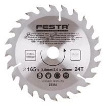 Lev Festa TCT körfűrész tárcsa, körfűrészlap 165x20mm, Z24, fához, Vídia lappal