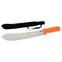 Lev bozótvágó kés 600mm, íves, inox, tartóval