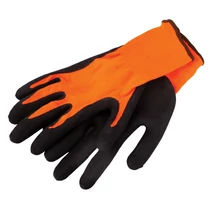 Lev mv nylon kesztyű, narancssárga, fekee latexba mártott 10-es