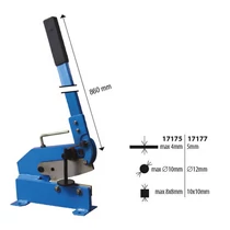Lev lemezvágó karos 250x860mm, max. 5mm vastagság, 12mm átmérő, 10x10mm