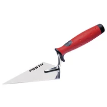 Lev Festa hegyes vakolókanál, rozsdamentes, inox, profi, gumi markolat 140mm (B/8)