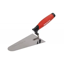 Lev kőműveskanál, 160mm gömbölyített, rozsdamentes, inox, profi, gumi markolat (B/9)