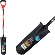 Ásó Strend Pro Premium RedShark, keskeny, drén, üvegszálas D-nyéllel 1280 mm, 10 év garancia
