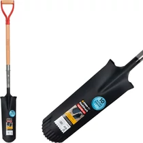 Ásó Strend Pro Premium RedShark, keskeny, drén, fa D-nyéllel 1280 mm, 10 év garancia