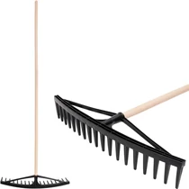 Szénagereblye Longbow, 18 fogú, műanyag, levélhez, fa nyél